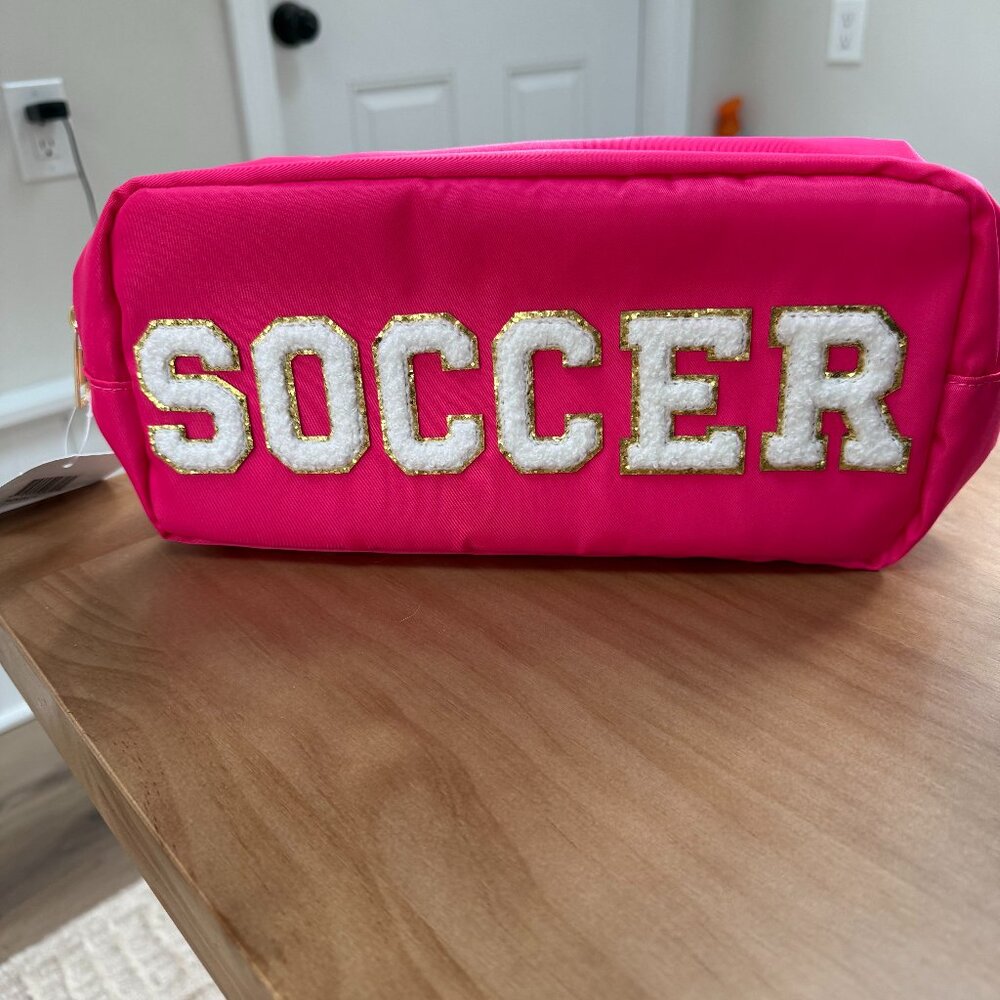 Mavi Bandz Varsity Collection Nylon Hot Pink Cosmetic Bag Pouch Soccer in Chenil